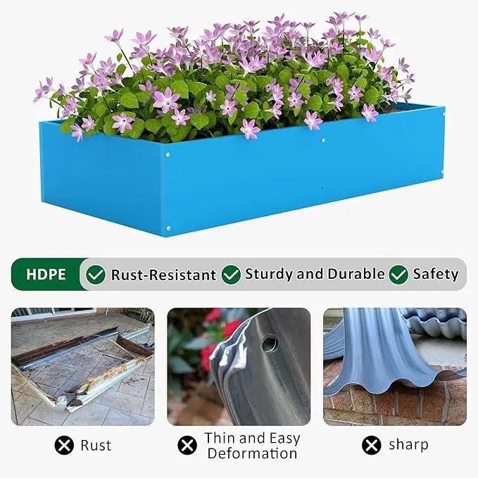 HDPE Raised Garden Bed 47.24 * 24.4 * 9.65 in,Vegetable Planter Bed Outdoor,Elevated Horticulture Planter Bed,Waterproof,Rot-Resistant and Non-Cracking Above Ground Garden Bed(Pacific Blue) by GreenHaven Gardens