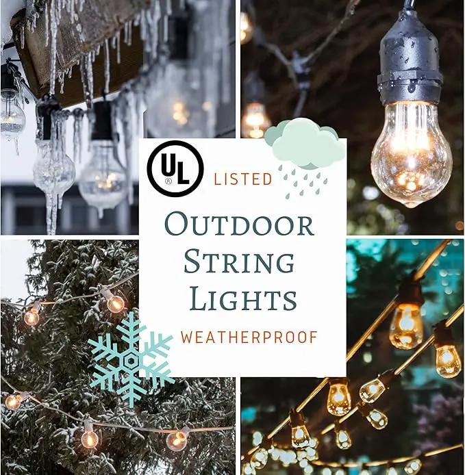 Hometown Evolution, Inc. E26 Commercial String Lights with 16 Gauge Wire (50 Foot 25 Socket, S14 Lantern Edison 11 Watt Bulbs) by GreenHaven Gardens