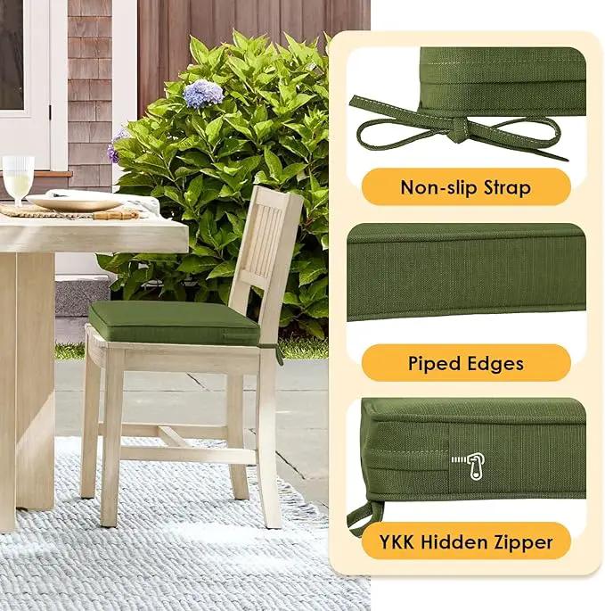 Outdoor Square Corner Seat Cushion, 19"x19"x3", Set of 4, Non Slip Seat Cushion Pads with Removable Cover for Patio Furniture, Garden Yard Lawn, Deep Forest Green by GreenHaven Gardens