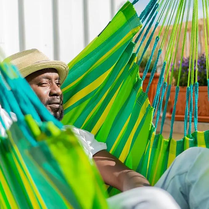 LA SIESTA® - Medium Basic Domingo Hammock Swing Chair & CasaMount - Weather & Tear Resistant Hanging Chair - Outdoor Indoor Hammock Chair w/Suspension Kit for Walls Ceilings Square Beams - Lime by GreenHaven Gardens