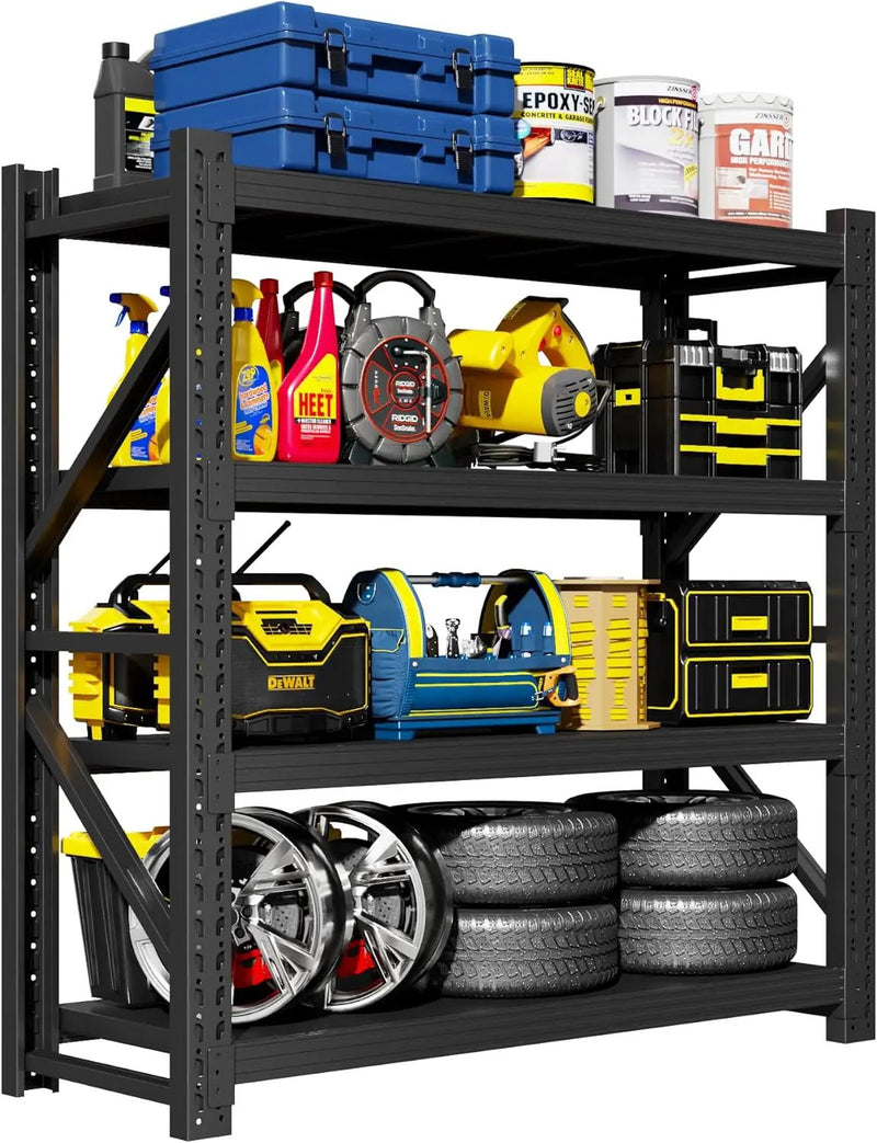 Garage Shelving Unit, 4 Tier Heavy Duty Racks, Easy Assembly, Metal Racks with Adjustable Shelves, 3000 LBS Load Capacity,for Warehouse,Basement (Black, 19.7" D x 59.1" W x 78.7" H) by GreenHaven Gardens