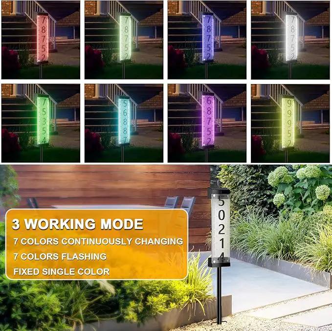 Solar House Number [Upgrade 3D Acrylic Number] Solar Address Sign Increase Brightness, Number Is Bold, Anchor Is Made Of Iron,Solar House Number Sign with Two Lighting Modes and Two Installation (White)(Manual without remote control) (Discoloration) by GreenHaven Gardens