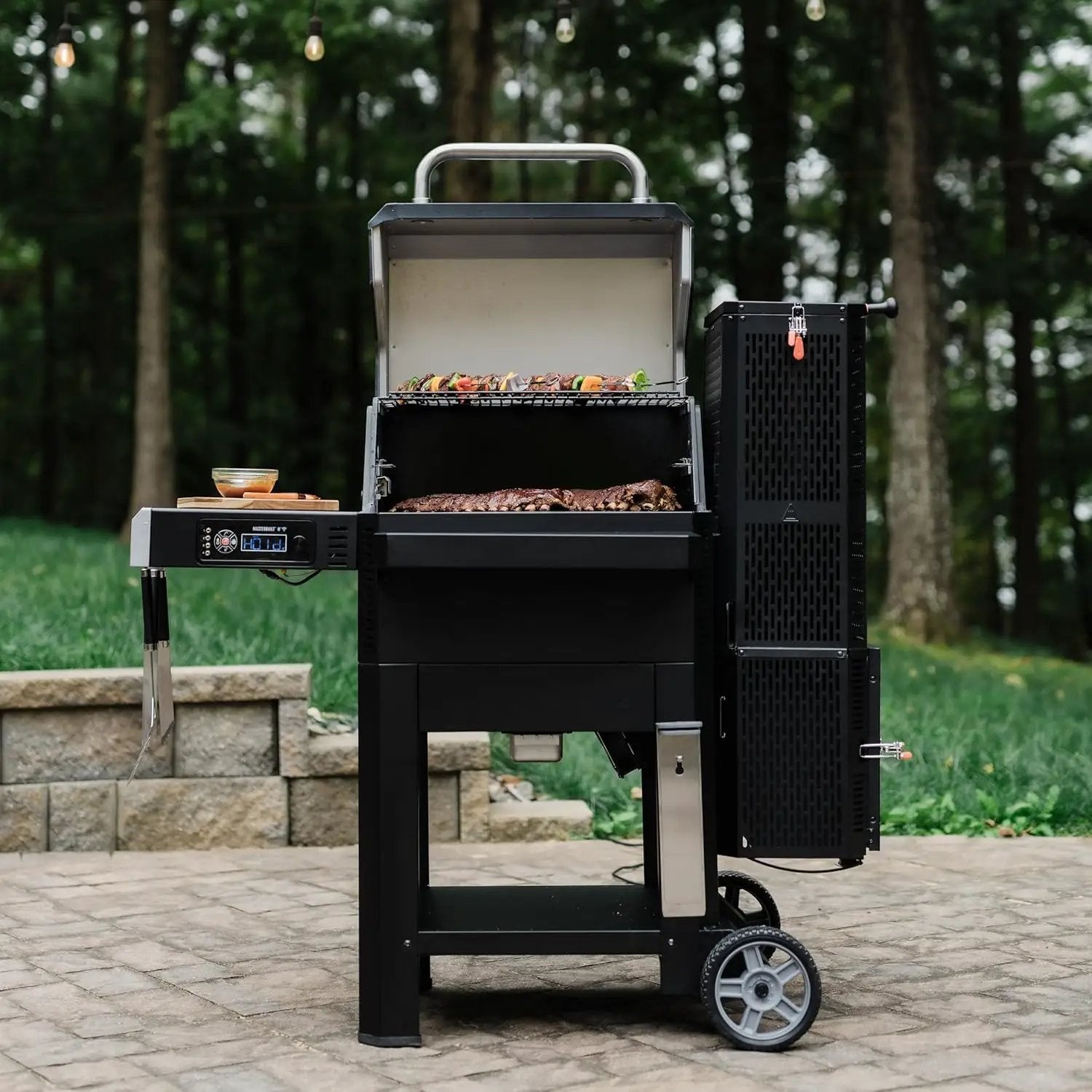Masterbuilt® Gravity Series® 600 Digital Charcoal Grill and Smoker,WiFi Technology, GravityFed™ Charcoal Hopper, 600 Cooking Sq. Inches, Reversible Smoke&Sear Cast Iron Grates, Black, Model MB20041023 by GreenHaven Gardens