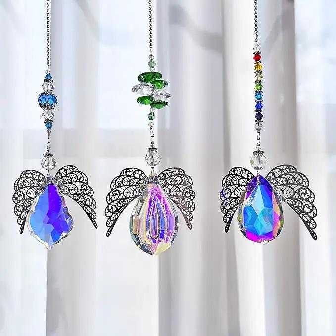 H&D HYALINE & DORA Metal Angel Wing Pendant with Rainbow Crystal Prisms Suncatcher Window Home Christmas Hanging Decor,Set 3pcs by GreenHaven Gardens
