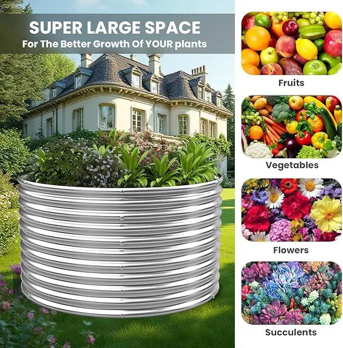 3 Pack 40x40 inch Tall Round Galvanized Raised Garden Bed Outdoor,Metal Garden Bed for Vegetables,Steel Raised Beds for Gardening,Above Ground Garden Box for Flower by GreenHaven Gardens