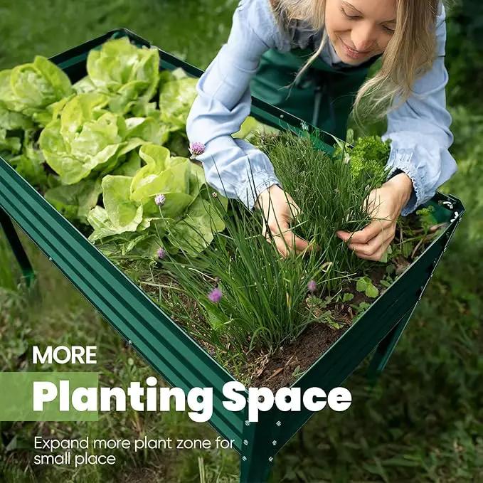 KING BIRD Raised Garden Bed with Legs Galvanized Elevated Planter Box for Backyard, Patio, Balcony, 33.9x17.7x31.5in, Green by GreenHaven Gardens