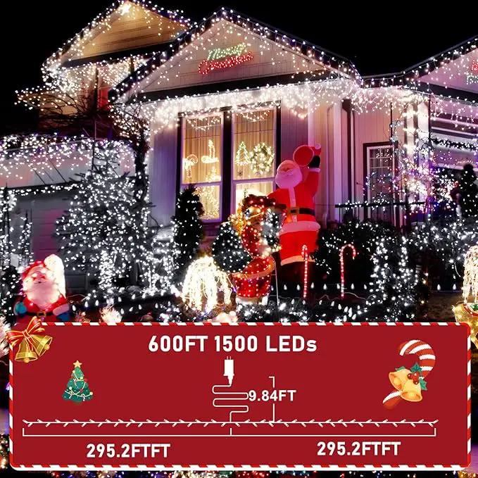KNONEW 600ft 1500 LED String Lights Outdoor Christmas Lights 8 Modes & Timer Fairy Light Plug in Waterproof LED String Lights for Xmas Yard Tree Wedding Party Holiday Decorations (Cool White) by GreenHaven Gardens