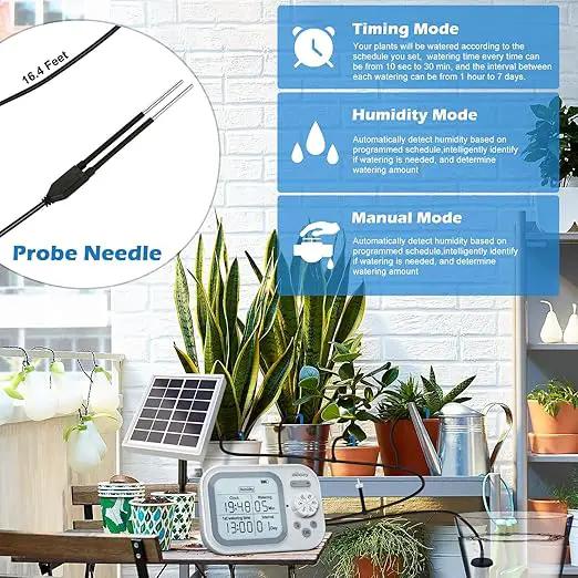 Solar Automatic Drip Irrigation System Houseplant Auto Self Watering Device Waterer for 15 Potted Plants Outdoor Indoor Garden Balcony Vacation While Away by GreenHaven Gardens