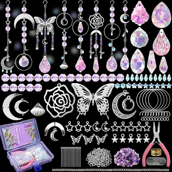 DIY Suncatcher Kit 400pcs Sun Catchers Making Kit Supplies Crafts sun catcher kits for adults Hanging Prism Suncatcher with Crystals for Indoor Window Home Wedding Garden Festival Decor (Butterfly) by GreenHaven Gardens