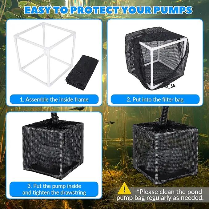Pond Filter Box, Anti-Clogging Pond Filters for Outdoor Ponds Nylon Media Mesh Water Pump Cover Barrier Bag with Drawstring, Pond Pump Filter Bag (7 Inch) by GreenHaven Gardens