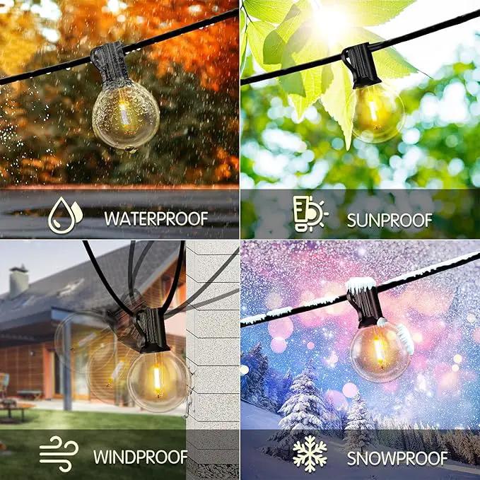 DAYBETTER 100FT Solar String Lights Outdoor Waterproof with Remote,50 LED Bulbs Dimmable&Timer,Patio Lights 3 Installation-Clips,Stakes&Nails for Outside Porch Garden Backyard Bistro by GreenHaven Gardens