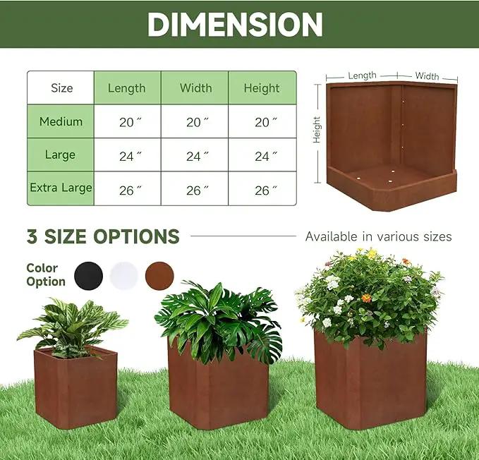 Corten Steel Planter Box-24"x24"x24"-Large Square Planter Matel -Outdoor Indoor- Heavy Duty Rustic Tall Planter Flower Pot Commercial Residential for Patio Porch Deck Home Backyard by GreenHaven Gardens