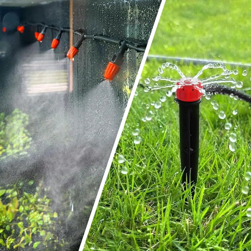 240FT Drip Irrigation System,Automatic Drip Irrigation Kit with 1/2 inch Hose 1/4 inch Distribution Tubing and Accessories,for Lawn Raised Bed Greenhouse Plant Watering System by GreenHaven Gardens