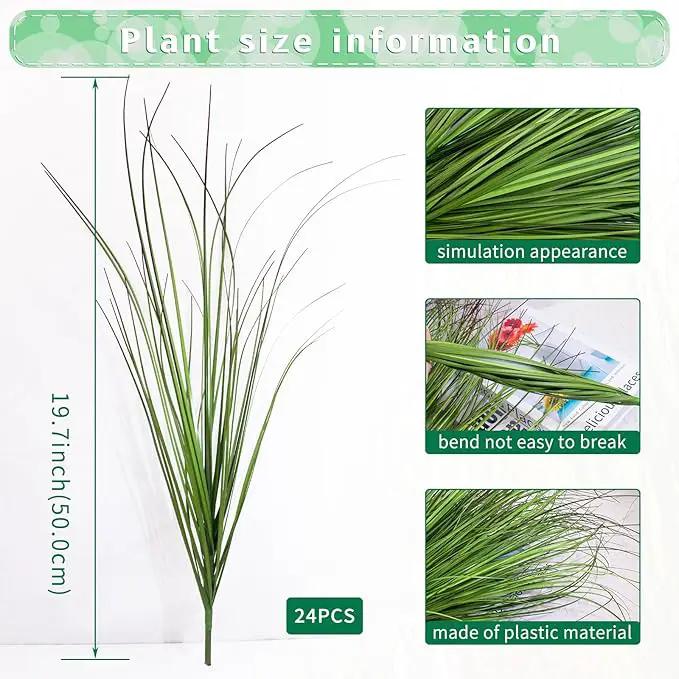24Pcs Artificial Grass Plants, Faux Shrubs Wheat Grass, Artificial Tall Grass Fake Plants for Outdoor Decor,Artificial Greenery Stems Weed for Room Indoor Home Decor（Green Red Tail） by GreenHaven Gardens