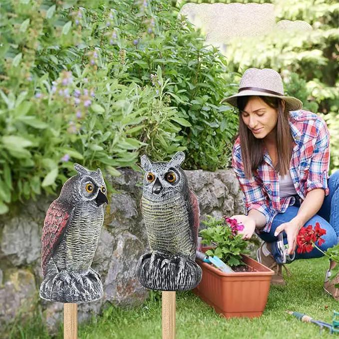 Hedoc 2 Pack Fake Owl Decoys to Scare Birds Away from Gardens and Rooftop, Long-Eared Owl Bird Deterrents, Nature Scarecrow Plastic Owls Pest Repellent, Owl Statue for Garden Decor, Yard Decoration by GreenHaven Gardens