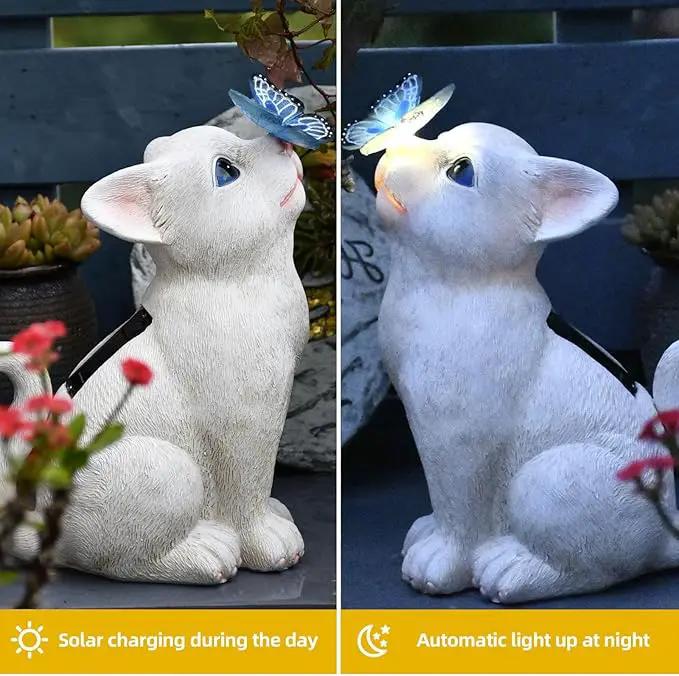 Cat Garden Figurines Outdoor Decor Solar Statue with LED Lights for Patio Lawn Yard Art Decoration Housewarming Garden Gift by GreenHaven Gardens
