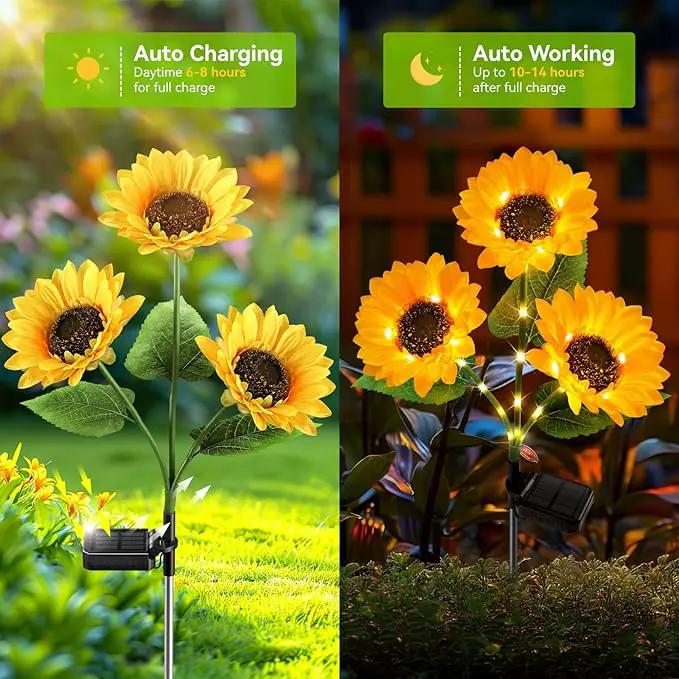 KOOPER Solar Lights Outdoor Decor - 6 Pack with 18 Sunflower Lights, Auto ON/Off, Waterproof for Garden, Patio, Backyard by GreenHaven Gardens