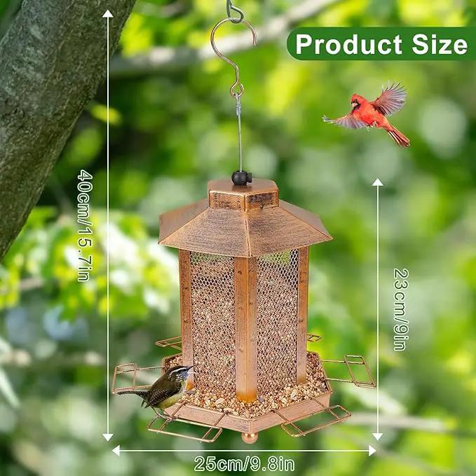Lantern-Shaped Metal Bird Feeder for Outdoor Hanging, 3.5LB Large Capacity, Garden Decoration - Attracts Wild Birds, Durable Outdoor Bird Feeding Station for Garden Yard Outside Backyard by GreenHaven Gardens