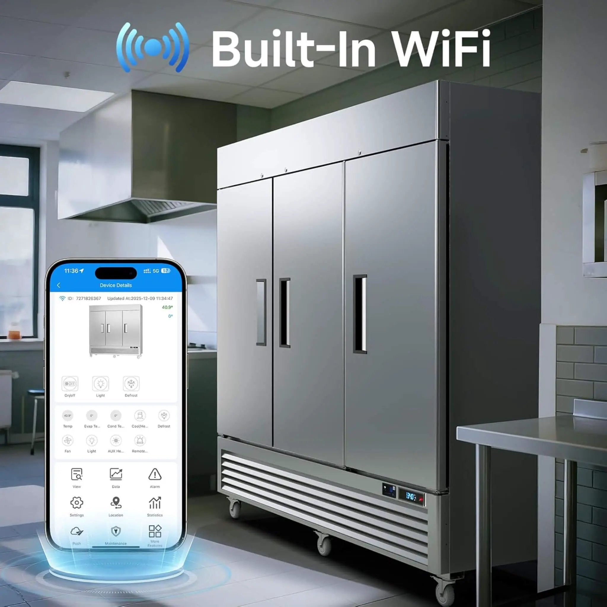 82-Inch Commercial 72 Cu.Ft 3-Door WiFi Refrigerator With Smart App Control (SAK58320) by SAKSBY WHOLESALE
