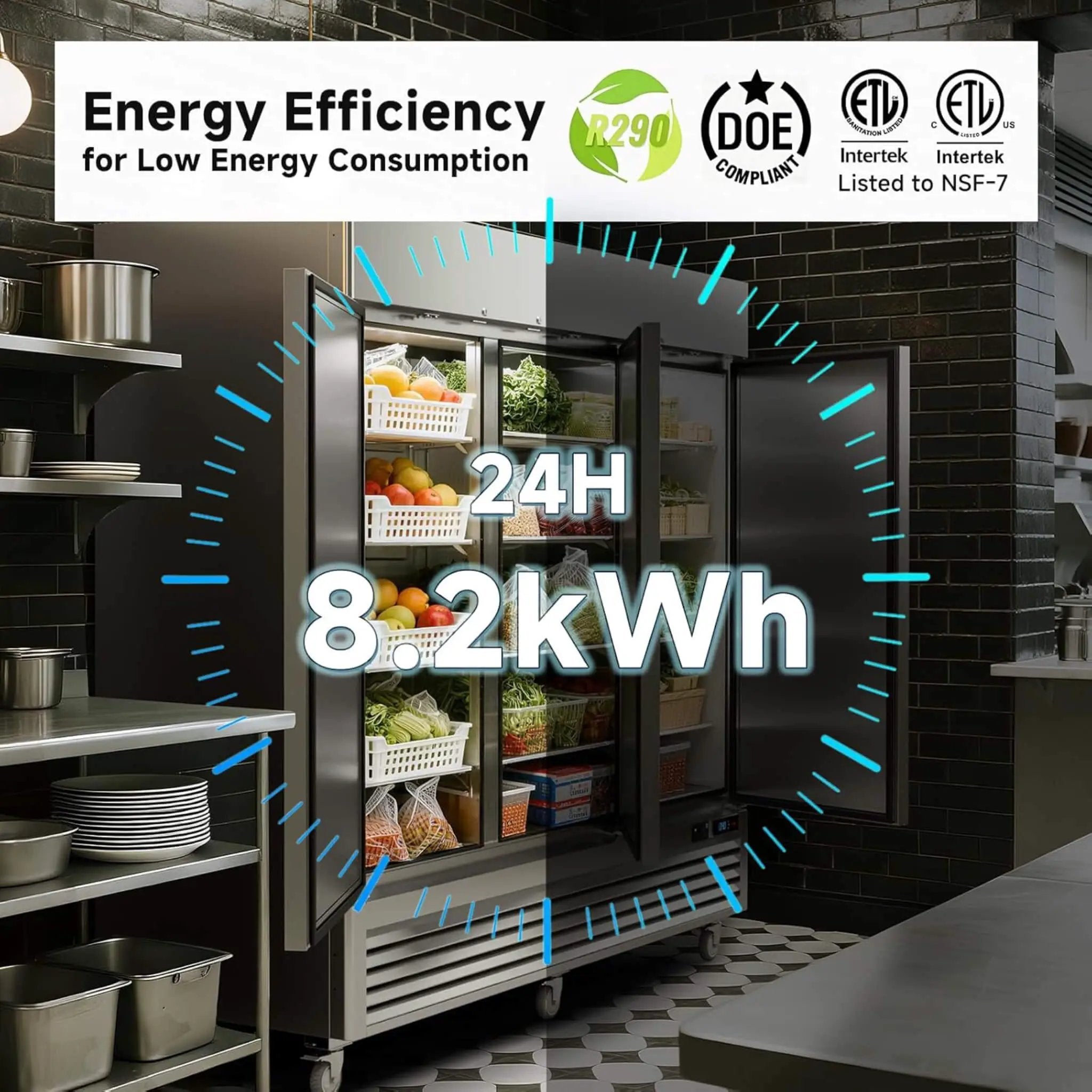 82-Inch Commercial 72 Cu.Ft 3-Door WiFi Refrigerator With Smart App Control (SAK58320) by SAKSBY WHOLESALE