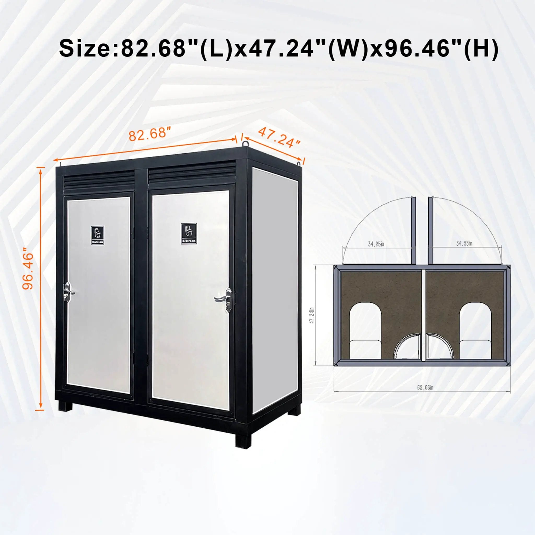 82-Inch Two-Person Portable Outdoor Toilet Cabin With Light, Sink And Fan (SAK50123) by SAKSBY WHOLESALE