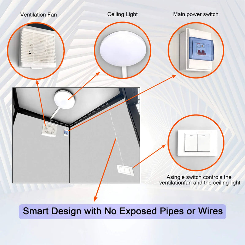 82-Inch Two-Person Portable Outdoor Toilet Cabin With Light, Sink And Fan (SAK50123) by SAKSBY WHOLESALE