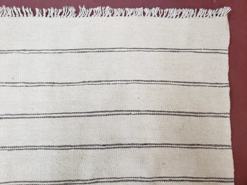 New Turkish Kilim Rug, Striped Area Rug, Southwestern Style, Off-white/Ivory Color, 5x8 Kilim Carpet, Hand-Knotted, Flatweave, Wool by Jewel Rugs
