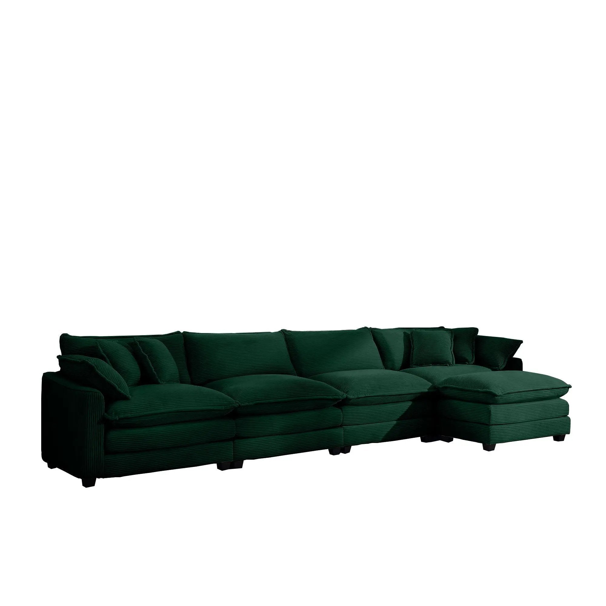 Modern Oversized Modular Cushion Sofa With Ottoman, Low Back, Deep Seating Sofa Set by Unique Piece Furniture