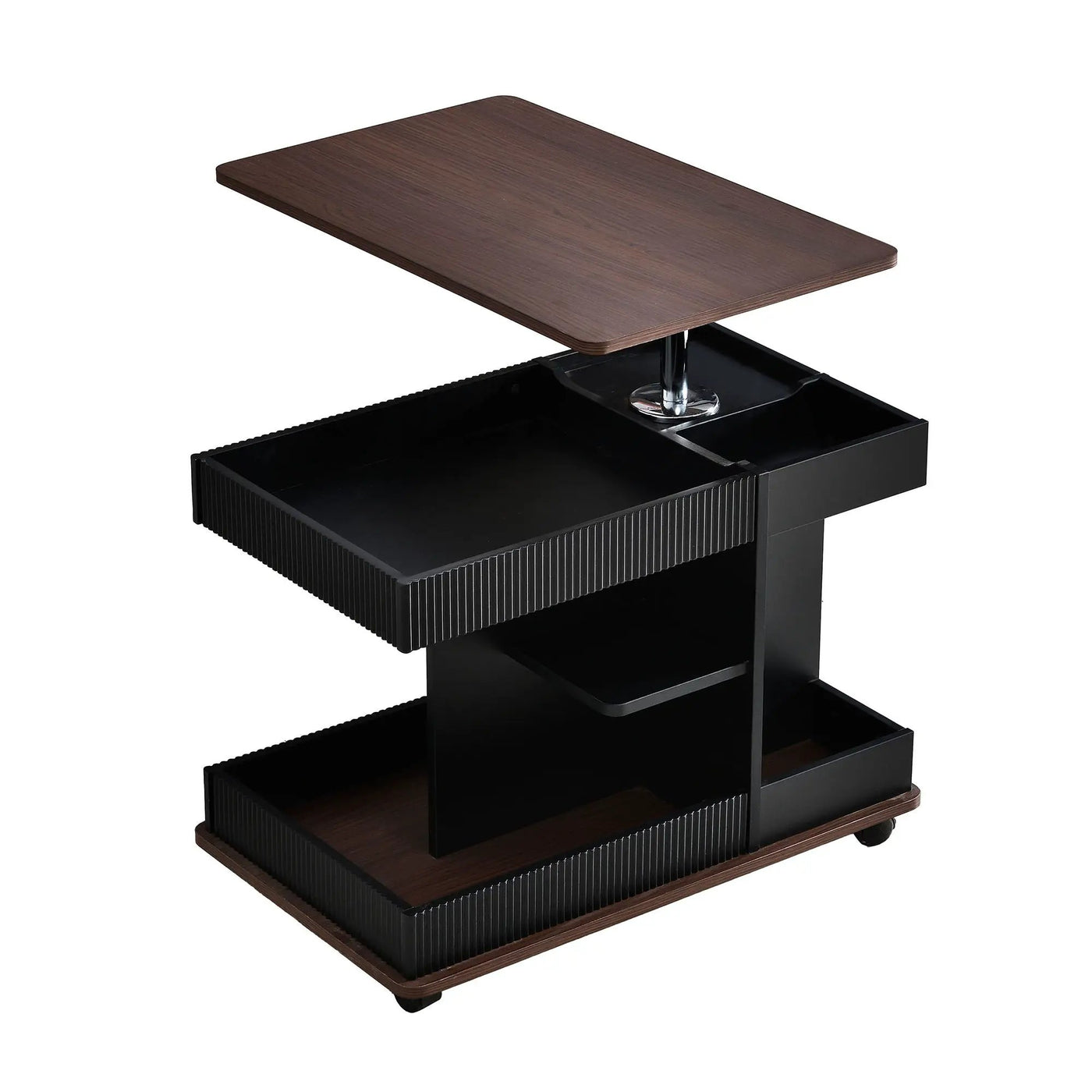Adjustable End Table With Wheels, 360°Rotating Top And Storage Space by HouseOfZazla