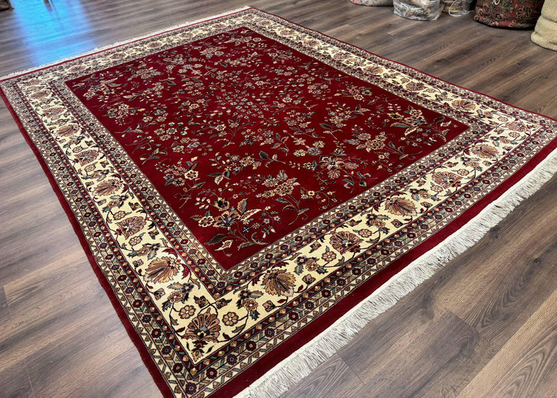 Indo Persian Rug 8x10, Red and Cream, Floral, Pande Cameron by Jewel Rugs