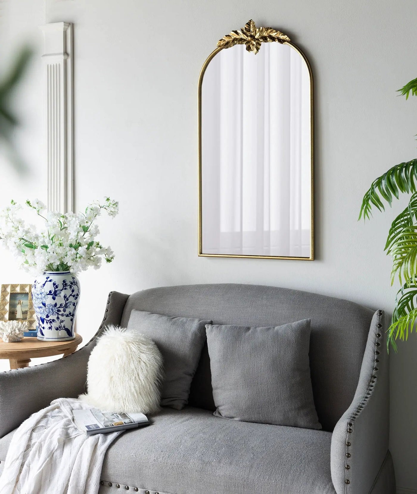 Arched Wall Mirror With Metal Frame, Wall Mirror For Living Room by HouseOfZazla