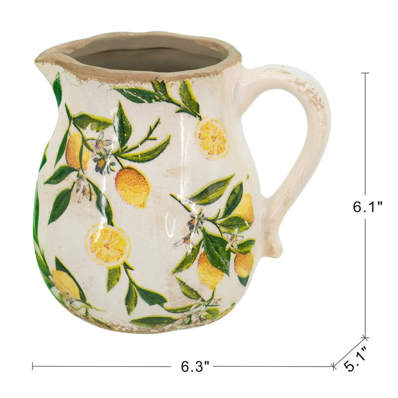 Distressed White Ceramic Pitcher Vase by HouseOfZazla