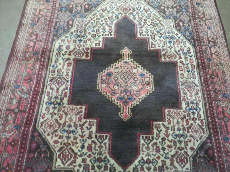 4' X 5' Antique Handmade India Floral Oriental Wool Rug Brown Vegetable Dyes by Jewel Rugs