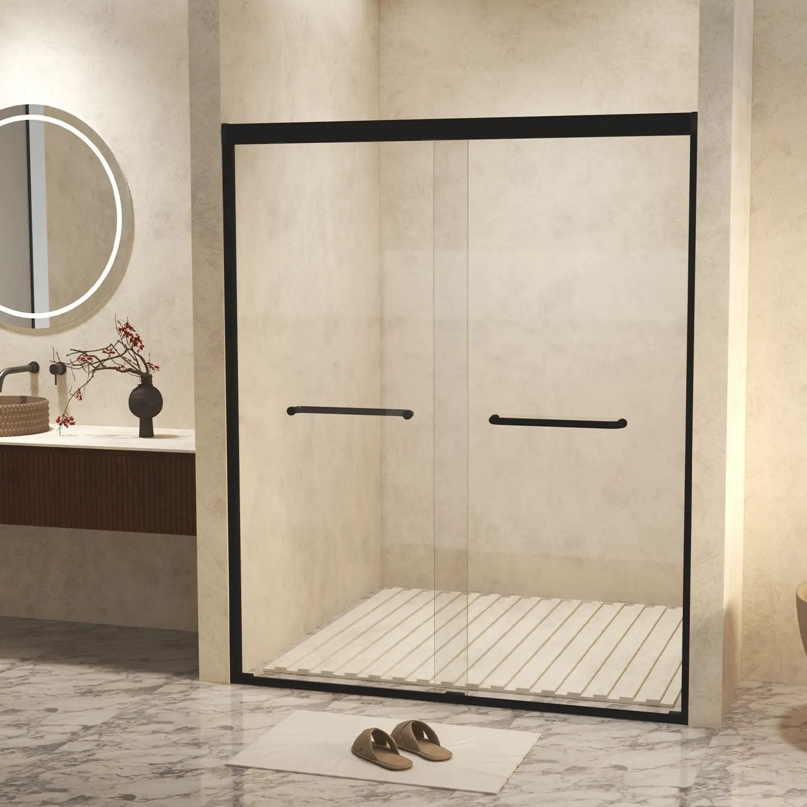 Double Sliding Shower Door With Explosion Proof Film