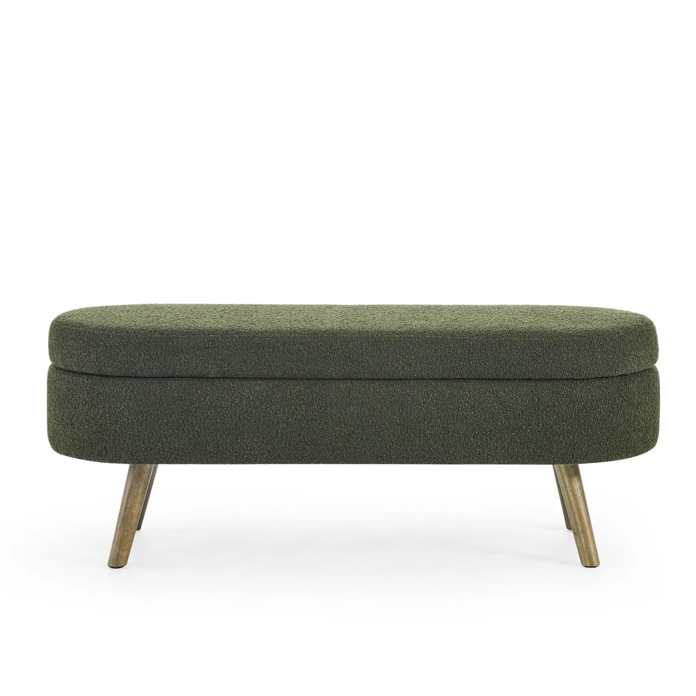 Ottoman Oval Storage Bench With Rubber Wood Legs by HouseOfZazla