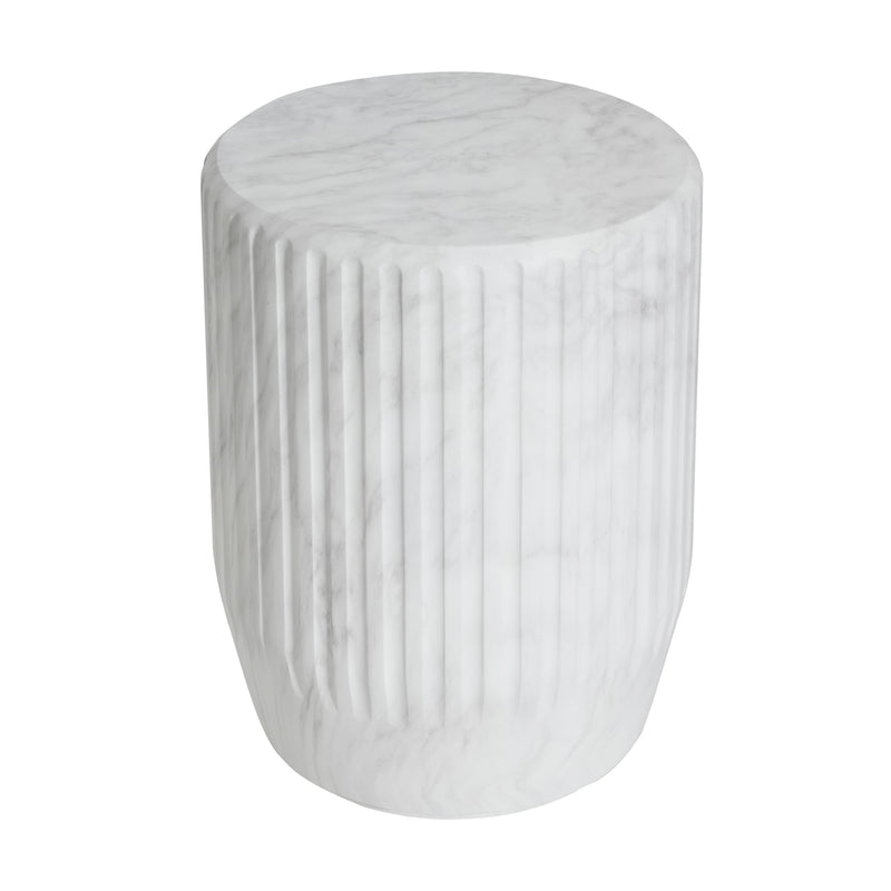 Outdoor Cicci Carved Side Table, White by HouseOfZazla
