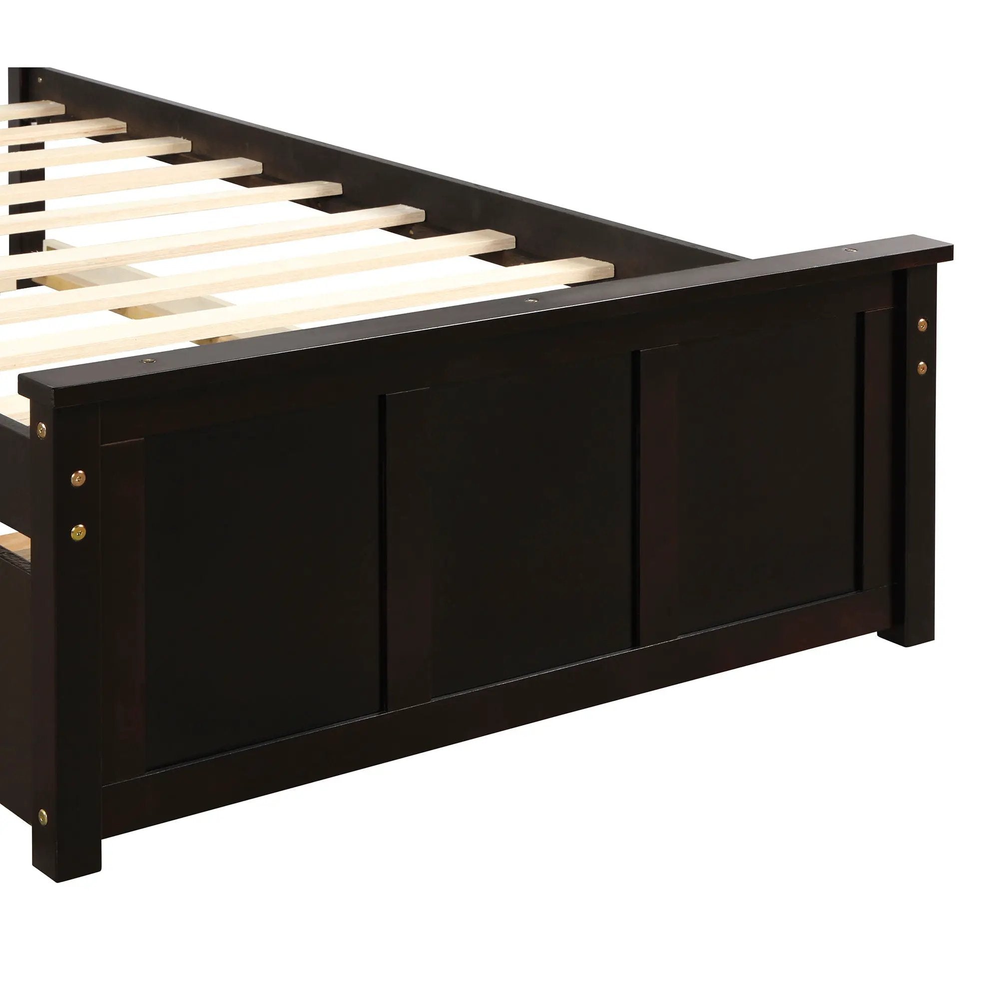 Platform Bed With Twin Trundle, Twin Size - Espresso by HouseOfZazla