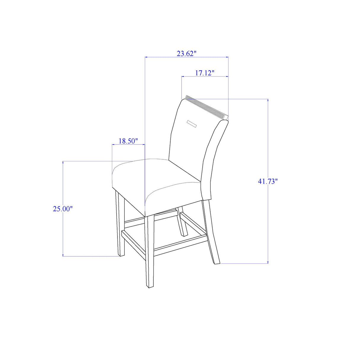 Gray Bar Stool Set of 2 with Padded Seat - Ariya, photo 3 of 5