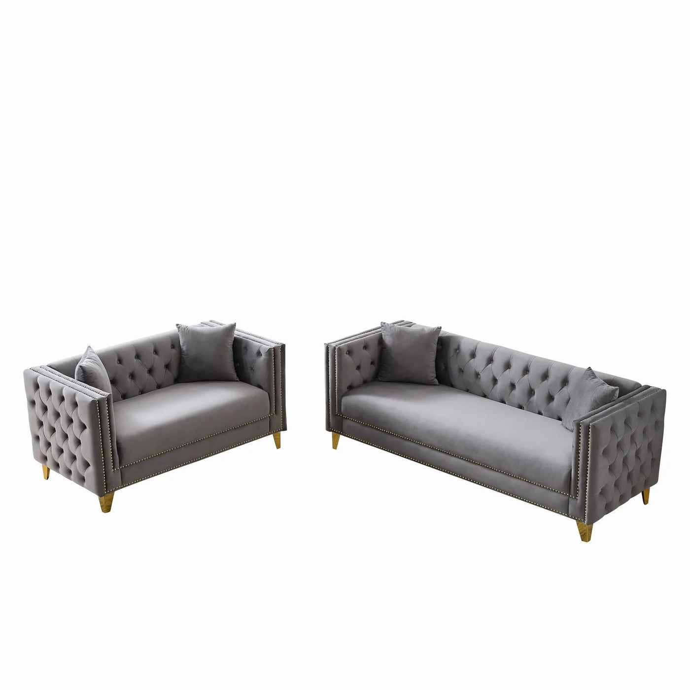 Deep Seat Sofa With Button Nailhead, Square Arm Couches by Unique Piece Furniture