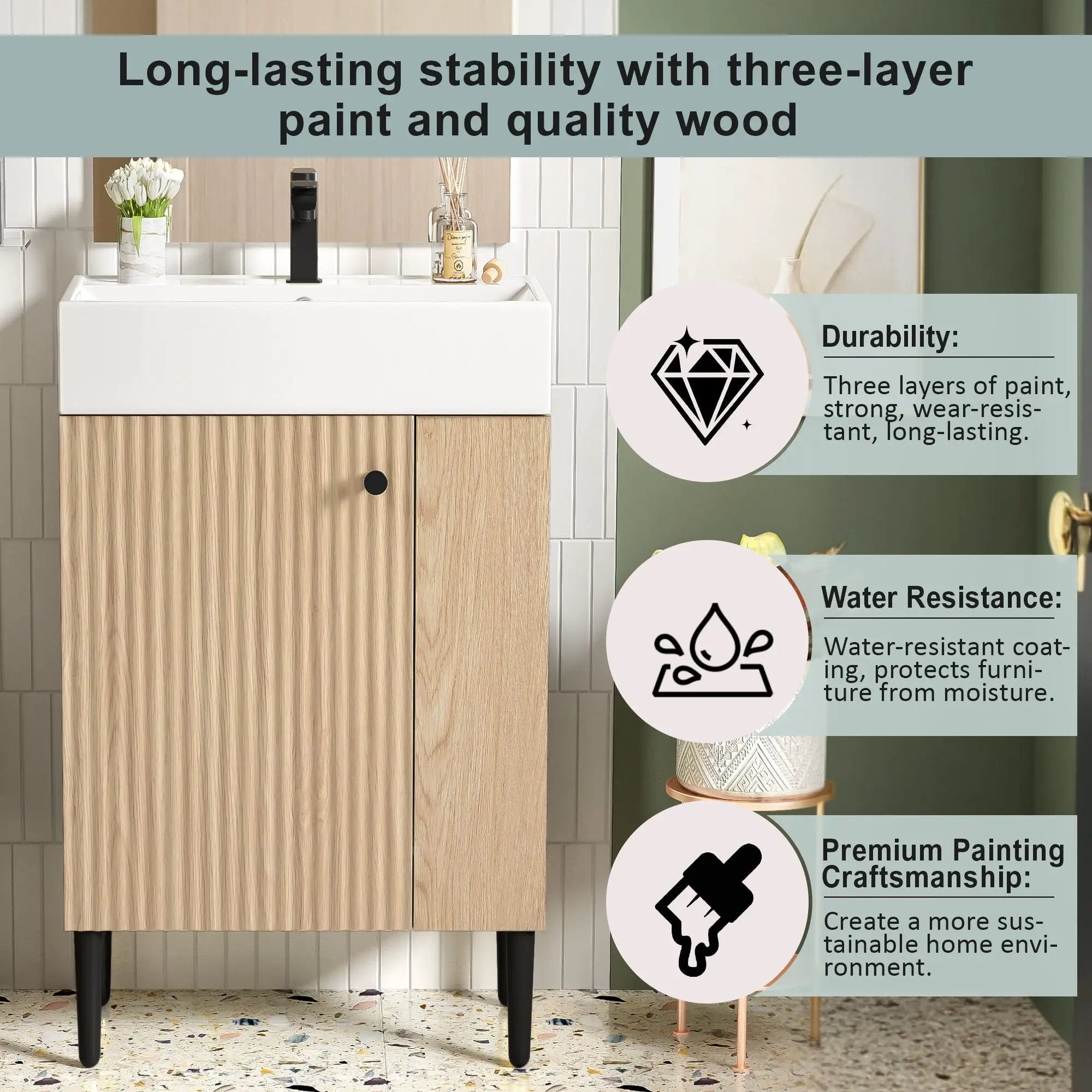 Bathroom Vanity, Combo Cabinet, Bathroom Storage Cabinet, Single Ceramic Sink by HouseOfZazla