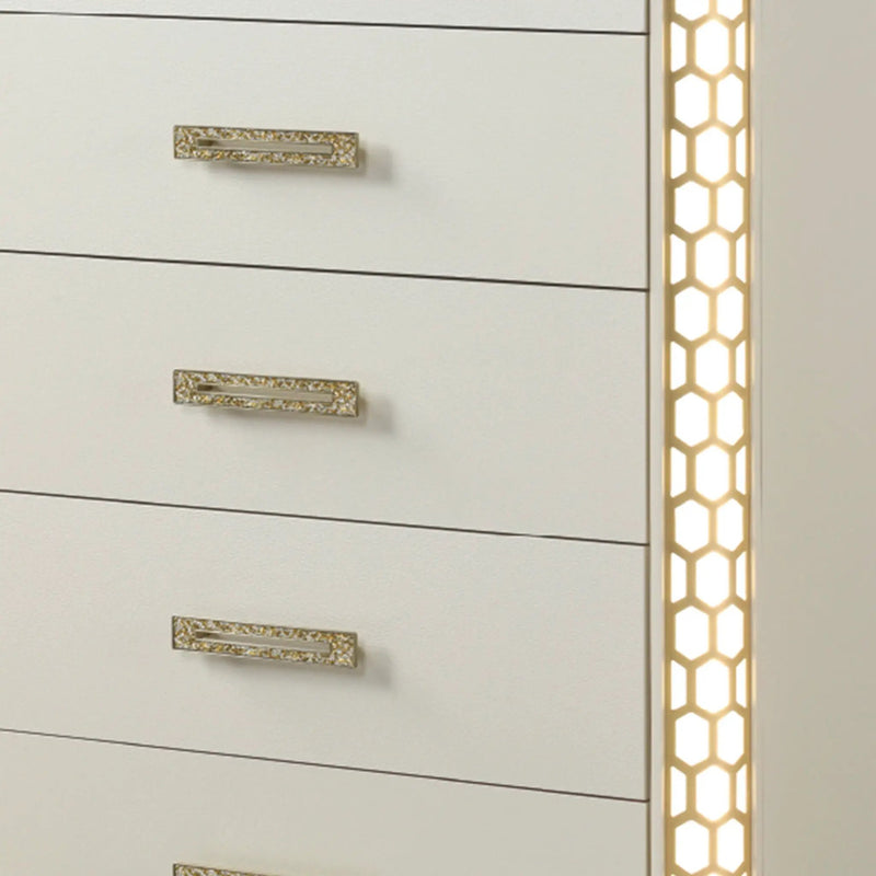 Jasmine - 5 Drawer Chest With Side LED Lightning - Beige
