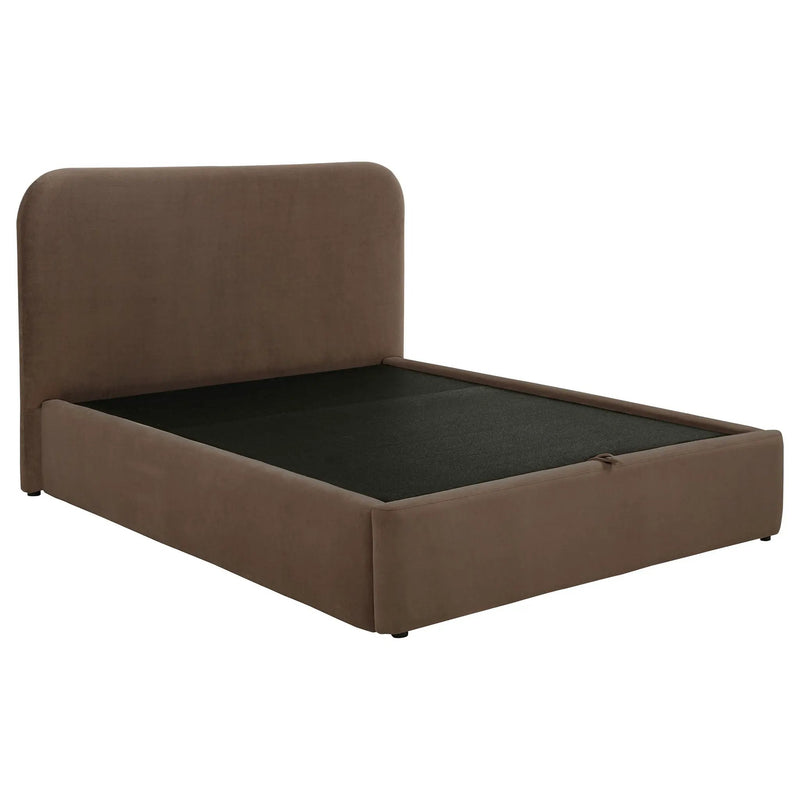 Anders Upholstered Queen Storage Lift Platform Bed Chocolate by Unique Piece Furniture