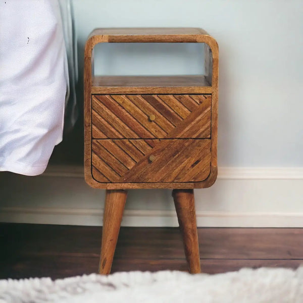 Solid Wood Mini Lille Curved Nightstand