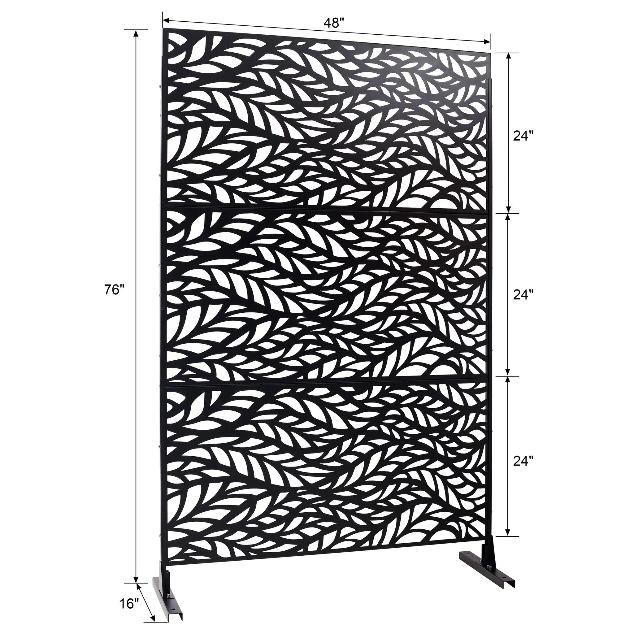 Outdoor & Indoor Privacy Screen Metal Privacy Screen, Freestanding Decorative Privacy Screen For Deck Balcony Patio - Black by HouseOfZazla