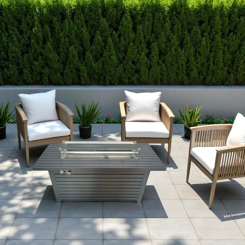 Outdoor Gas Fire Pit Table With Durable Construction And Lid - Gray by HouseOfZazla
