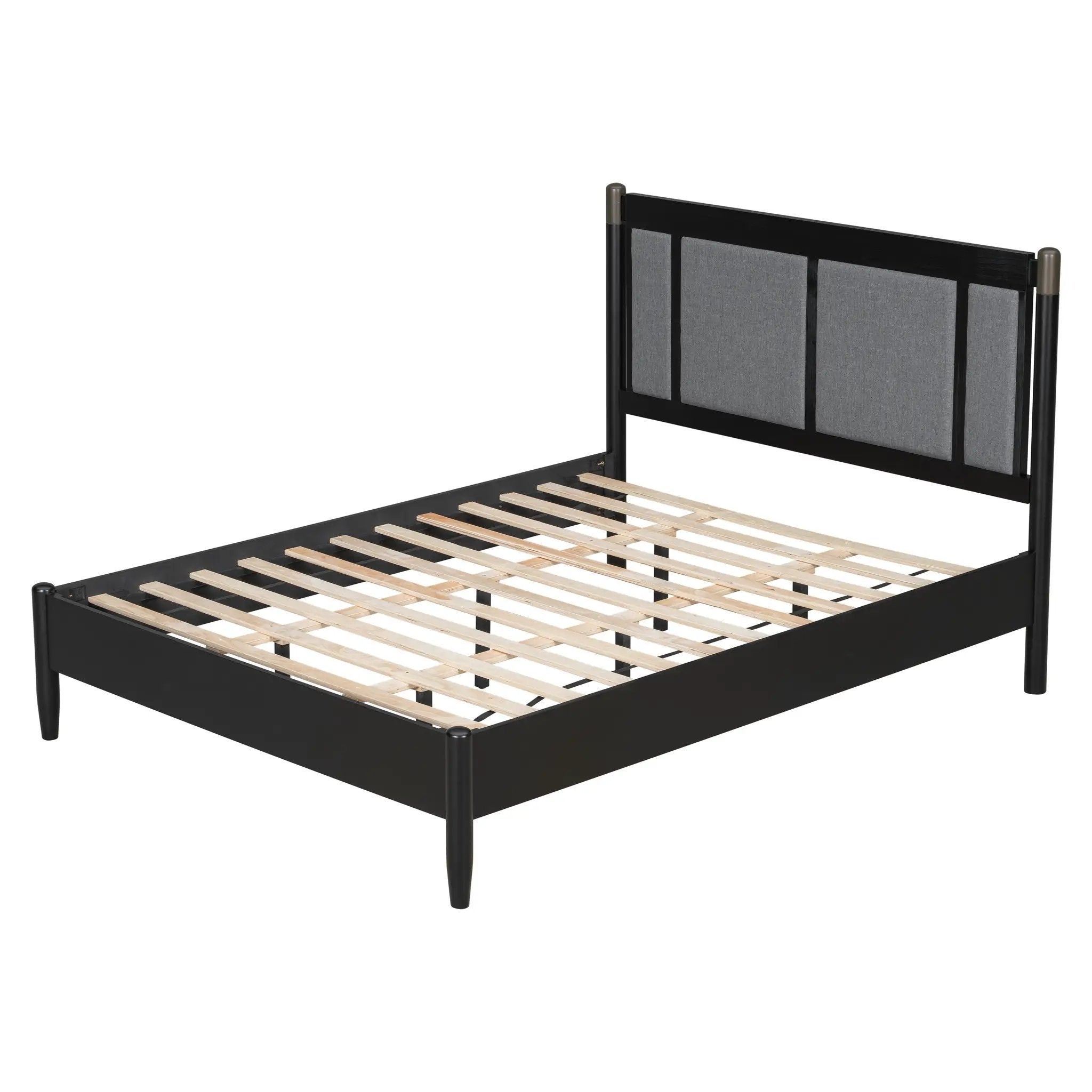 Solid Wood Queen Bed, Heavy Duty 500 lbs Support, No Box Spring Needed by HouseOfZazla