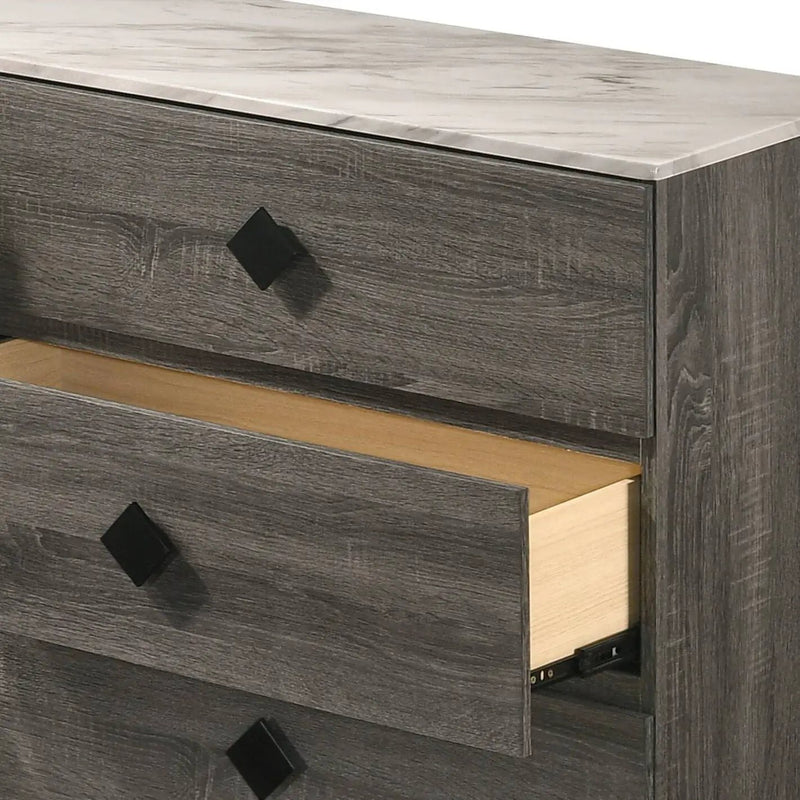 Avantika - Faux Marble Top Rustic Dresser - Gray / Marble / Oak by Unique Piece Furniture