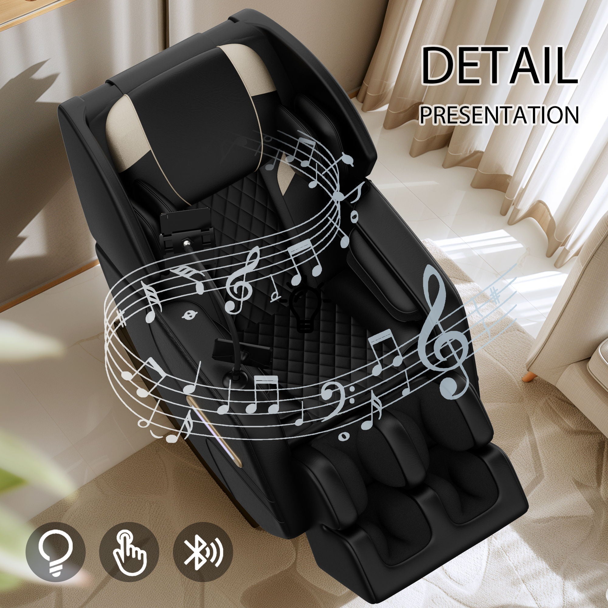 Massage Chair Recliner With Zero Gravity, Full Body Air Pressure - Black by HouseOfZazla