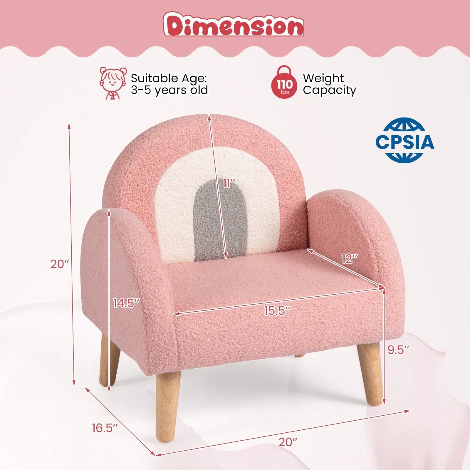 Kids Armchair with Comfy Backrest and Armrests-Pink by DirectDeals