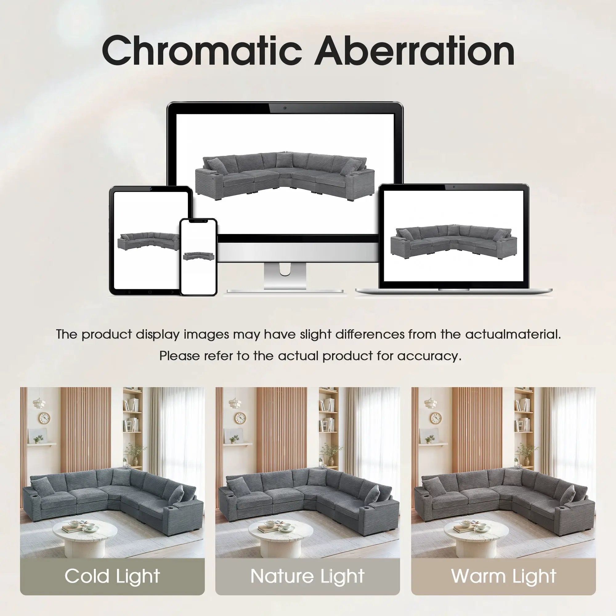 Convertible L Shaped Sectional Corner Couch With Armrest Storage Cup Holders USB Charger, Irregular Corner Oversized Comfy Modular Sofa by Unique Piece Furniture